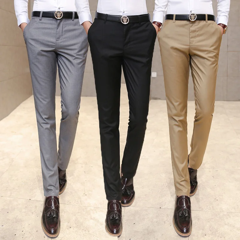 

Casual Slim Fit Men's West Pants Hairdrer Bar Restaurant KTV Cany Service orm Long Trousers Busin Gentleman Sle
