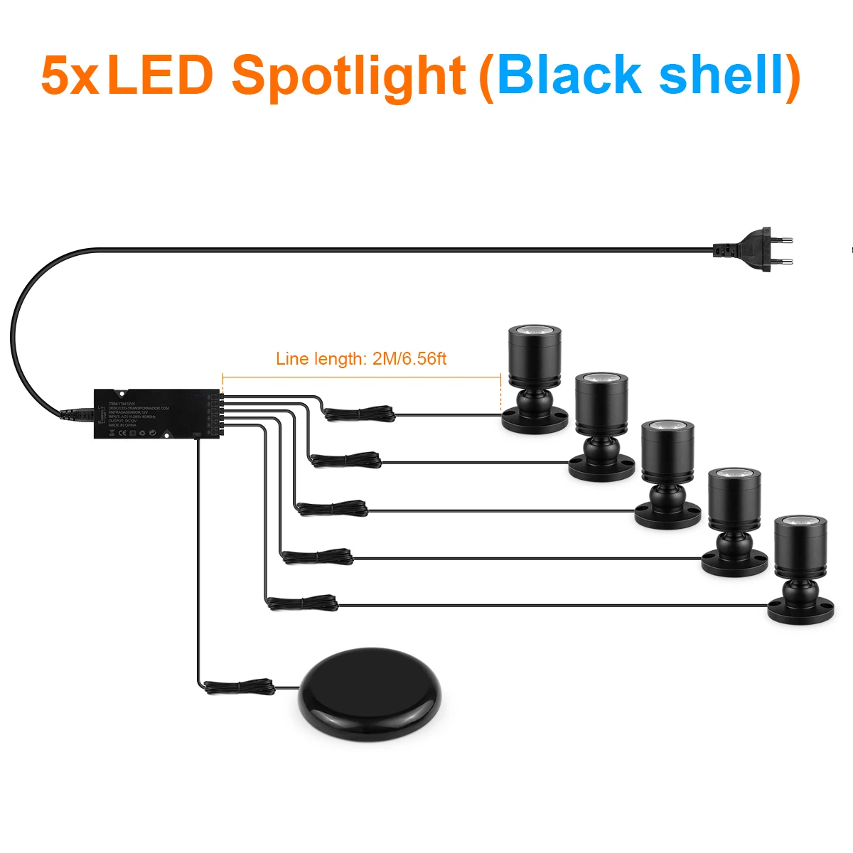 12V LED-kastdisplaylamp met aanraakschakelaardimmer - penetratie hout/glas 20 mm, 3W spotlight, warm/neutraal/wit