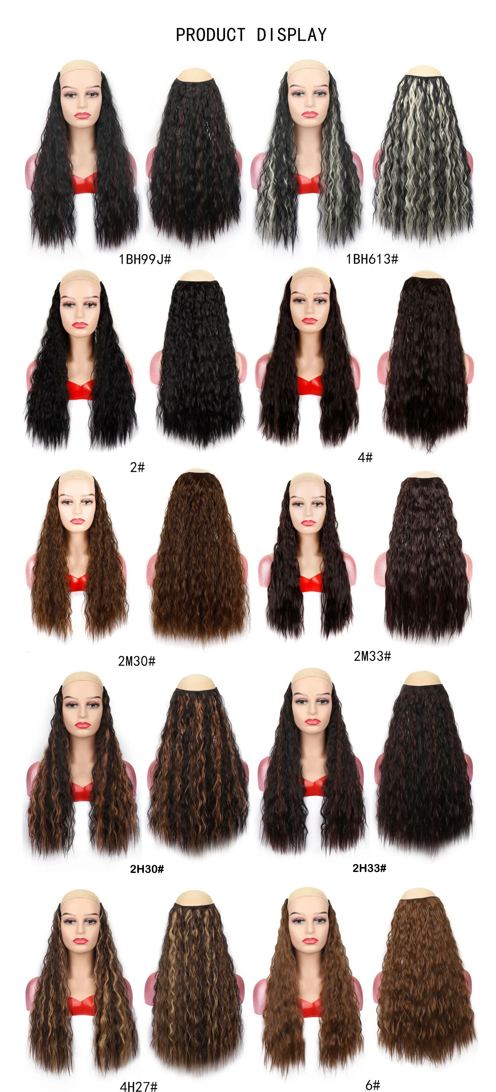 Jeedou Kunsthaar, langes, tief gewelltes Haar, Clip-in-Haarverlängerung, V-Form, einteilig, mit 4 Clips, blonde Farbe, Haarteile für Mädchen – Detail 7