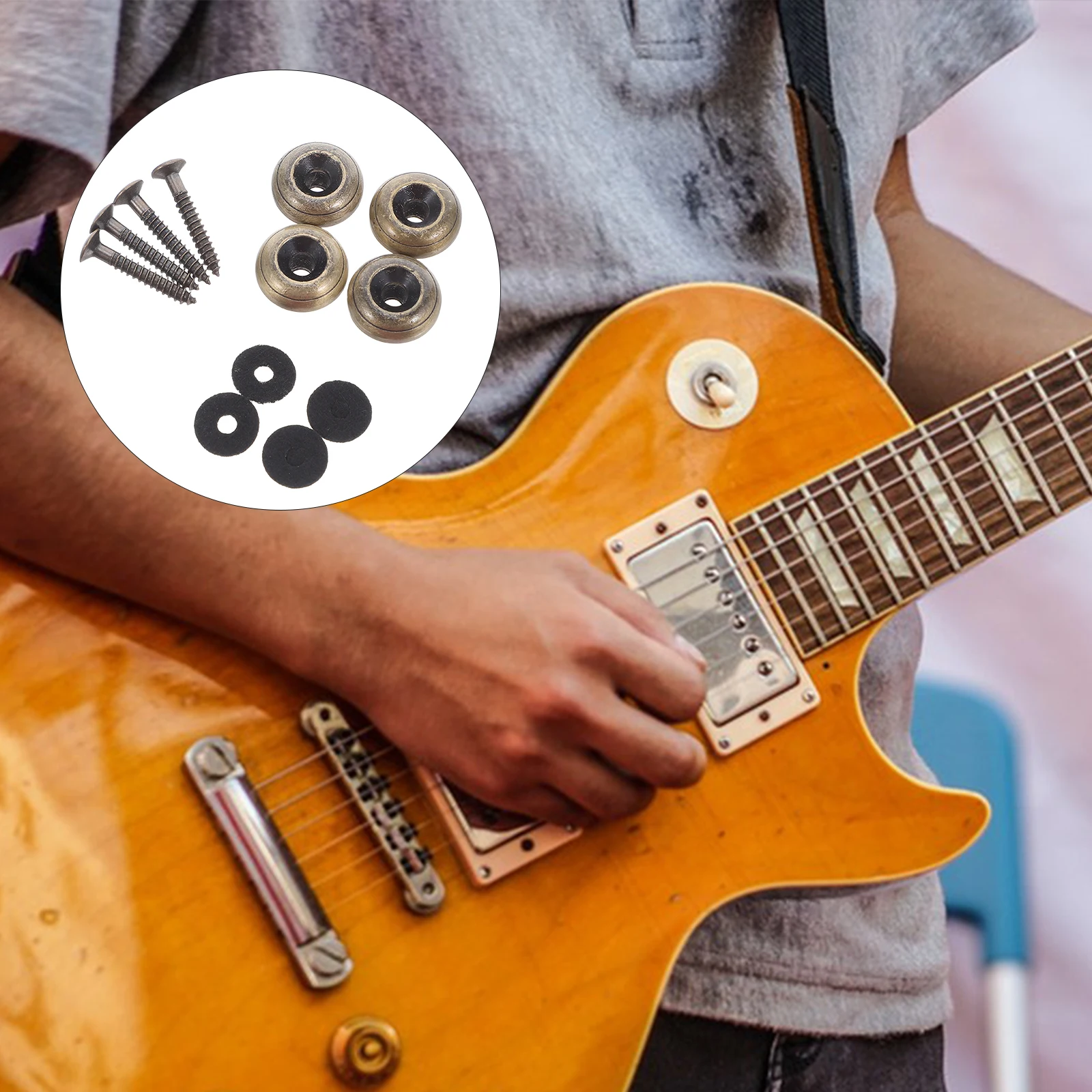 

4 Pcs Guitar Accessories Tail Nail Metal Buttons Acoustic Mushroom Strap End Pin Neck Electric Parts