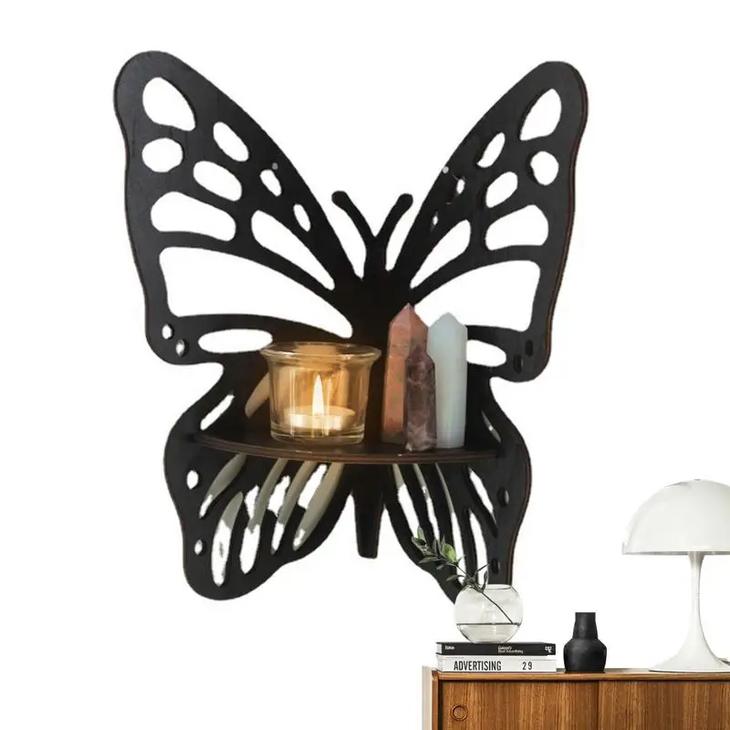 exquisite butterfly corner shelf Wall Mounted Butterfly Art Crystal Display Stand Rack Wall Craft Ornament tarot Showcase shelve