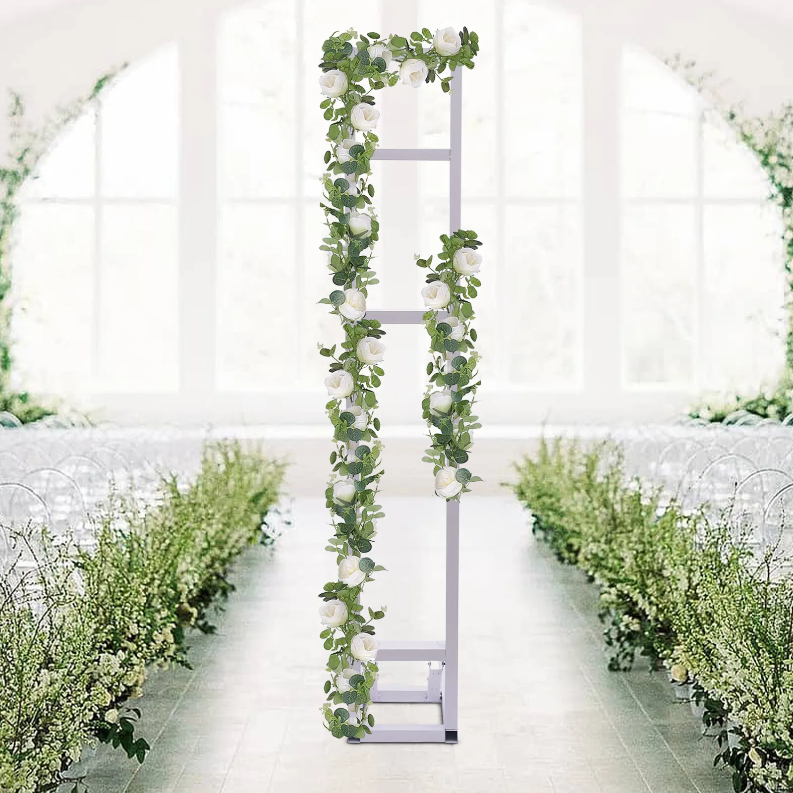 

Wedding Arch Rack Iron Balloon Frame Metal Wrought Flower Stand Rack Party White