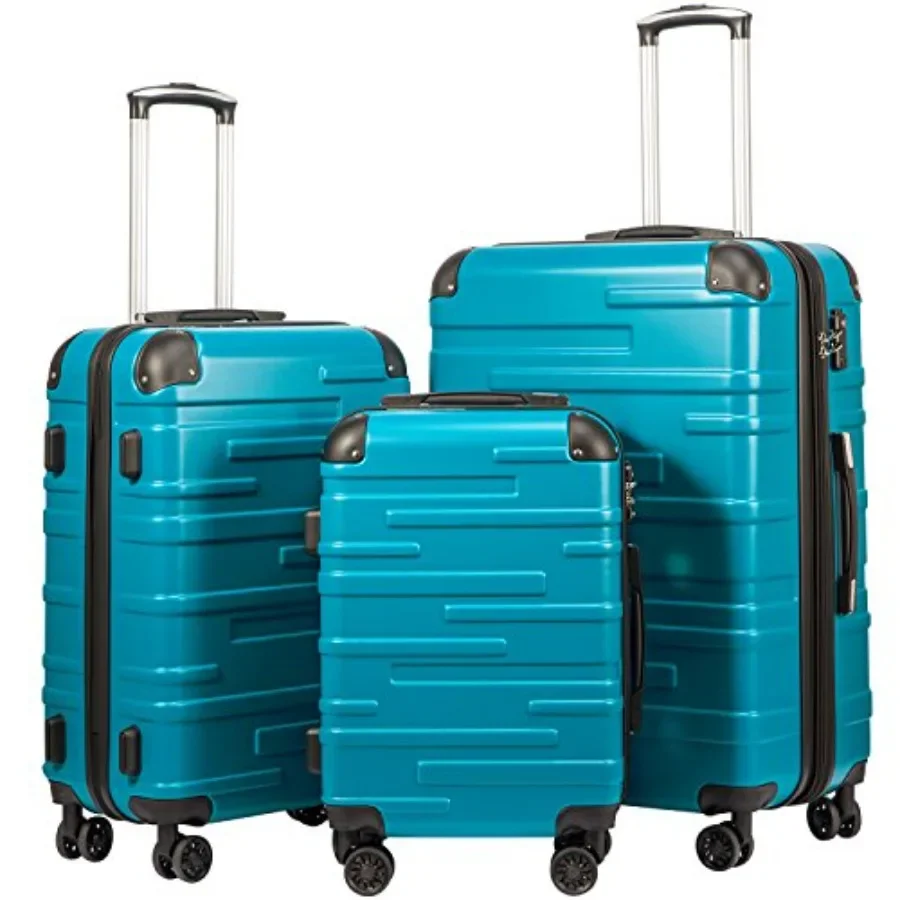 

Hardside Luggage 3 Piece Set with TSA Lock Spinner Wheels Telescopic Handle Lightweight Travel Suitcases in Lake Blue 3 Piece S