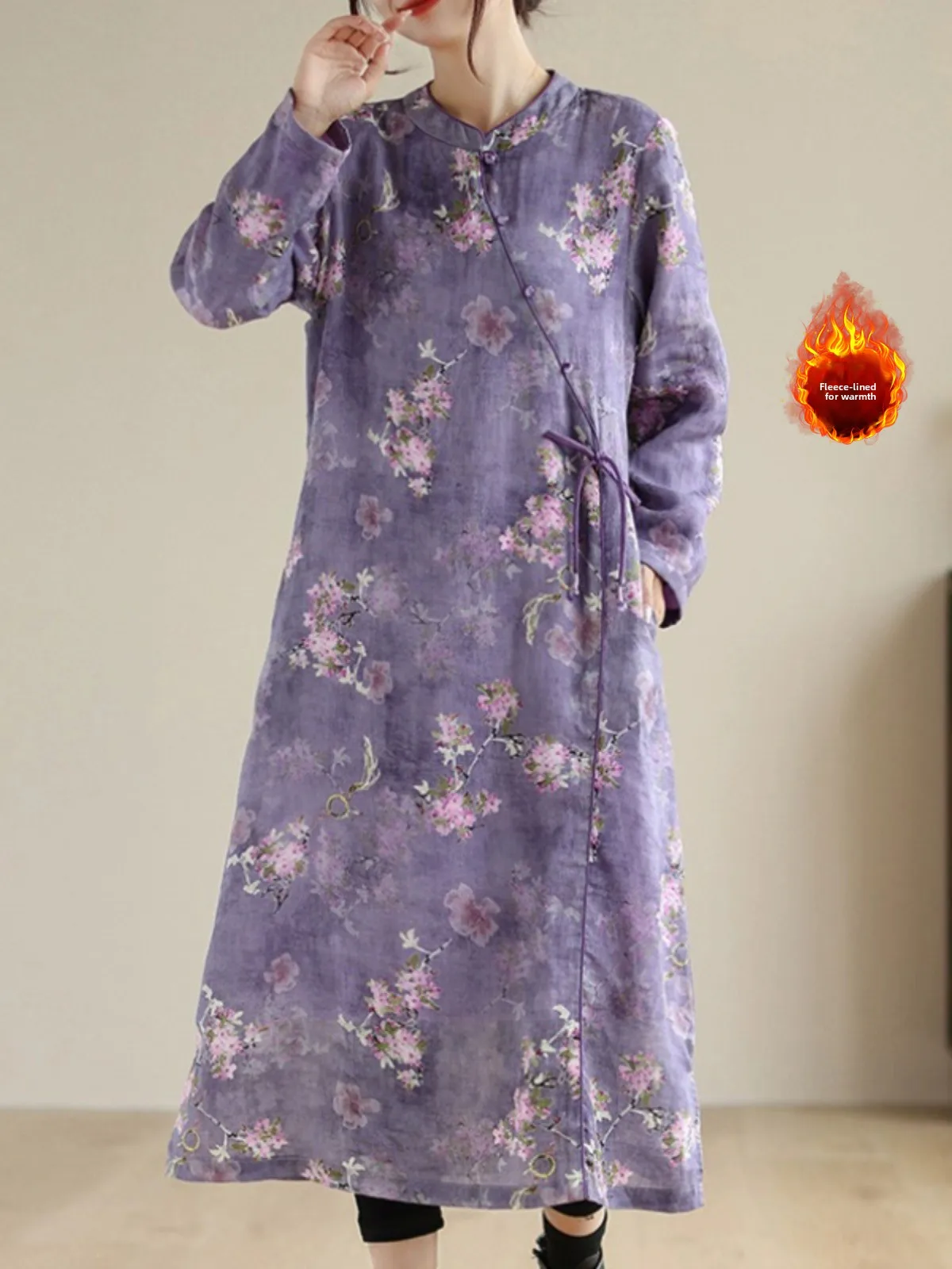 

Женское пальто Thiened Fro в стиле ретро с цветочным принтом и поясом, женская одежда большого размера, длинное пальто с цветочным принтом на подкладке Dr