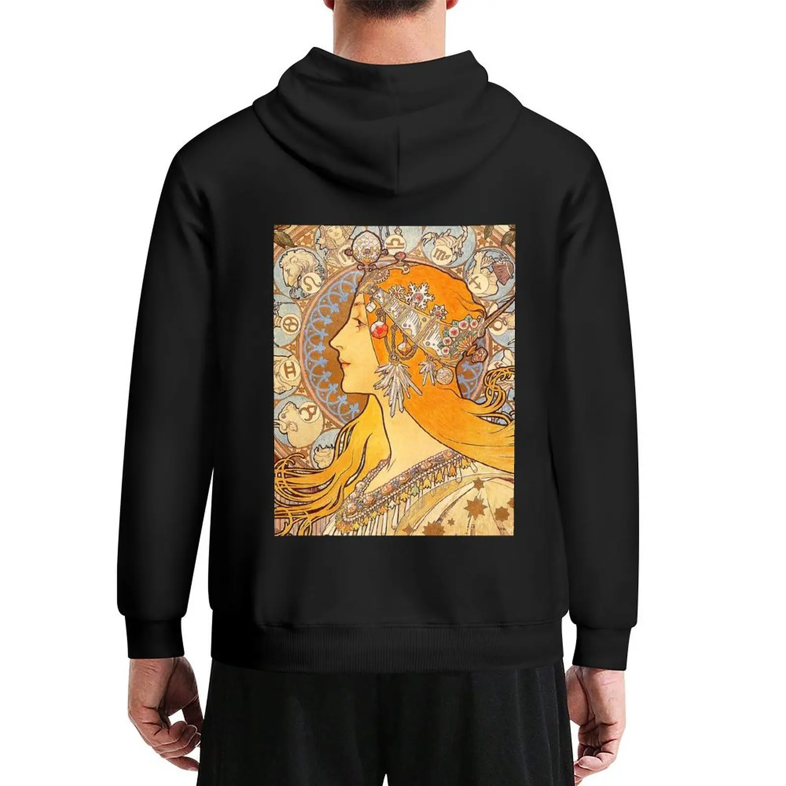 

Zodiac (1896) by Alphonse Maria Mucha Hoodie men's sweat-shirt set korean style clothes anime clothing autumn hoodie for men