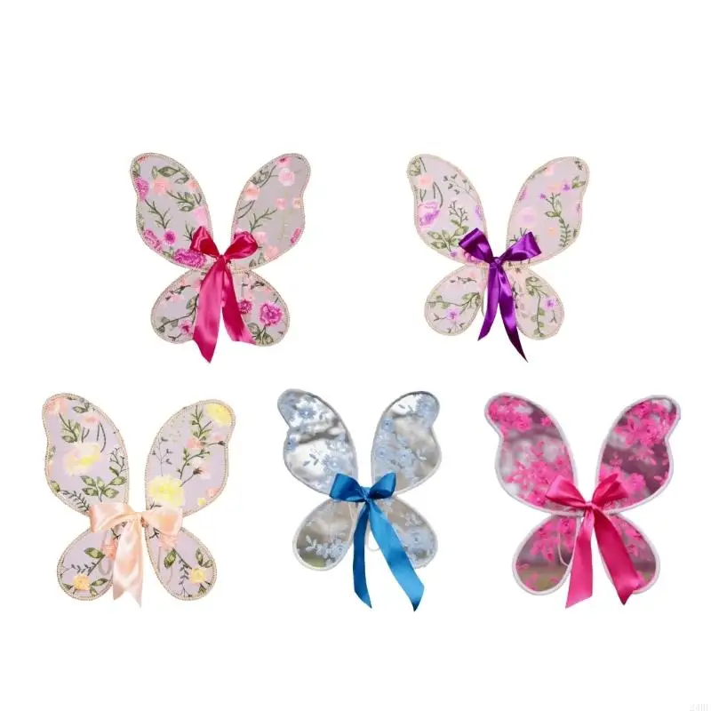 

Kids Costume Wing Photography Props Embroidered Flower Bowknot Ribbon Princess Girls Party Supplies for Cosplay 24BE