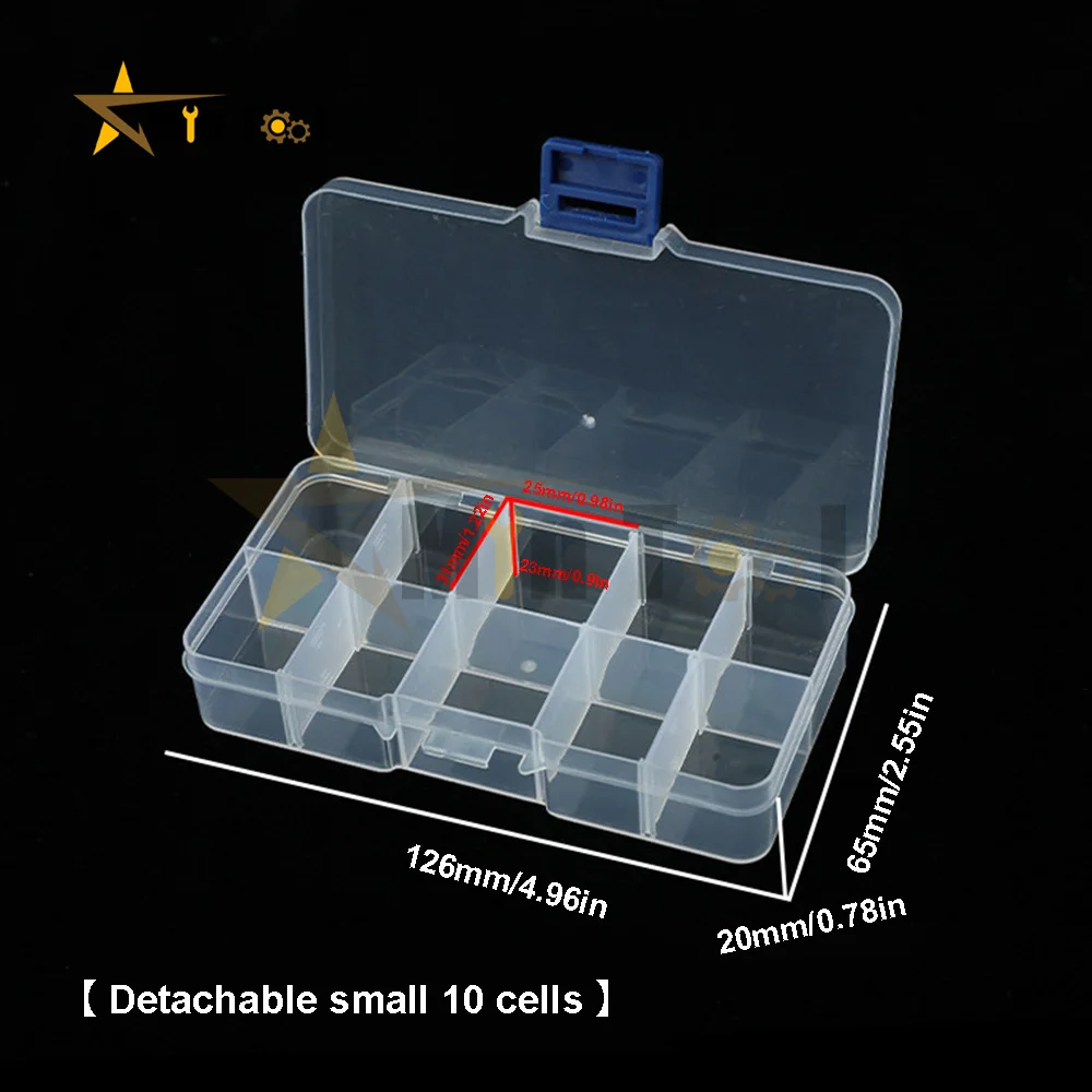 Adjustable 10/15/24 Grids Compartment Plastic Storage Box Jewelry Earring Bead Screw Holder Case