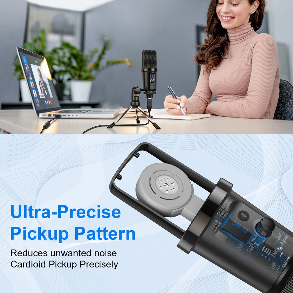 ميكروفون مكثف Bee DM19 جديد للكمبيوتر الشخصي وميكروفون USB وميكروفون احترافي لتسجيل ألعاب الكمبيوتر على YouTube