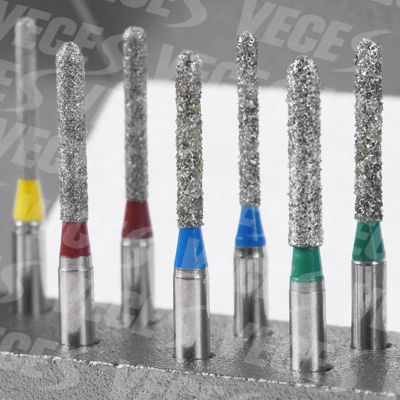 10pcs/set Dental Diamond Burs SR Series For High Speed Drill Bits Set FG Dental Grinding Dental Polishing Burs 1.6mm Shank