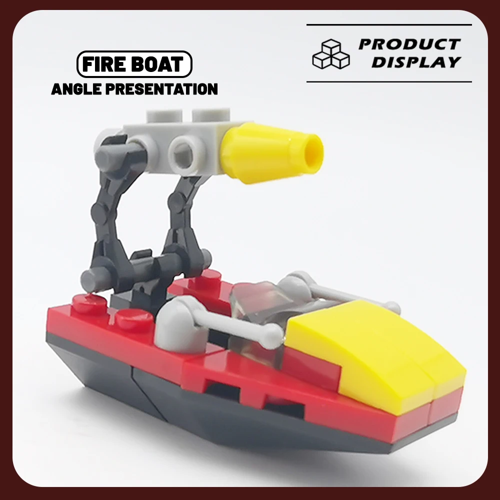 Fire Boat Building Blocks City Transportation Model Fighting Bricks Assembly Desktop Decoration DIY Toy For Children Gift