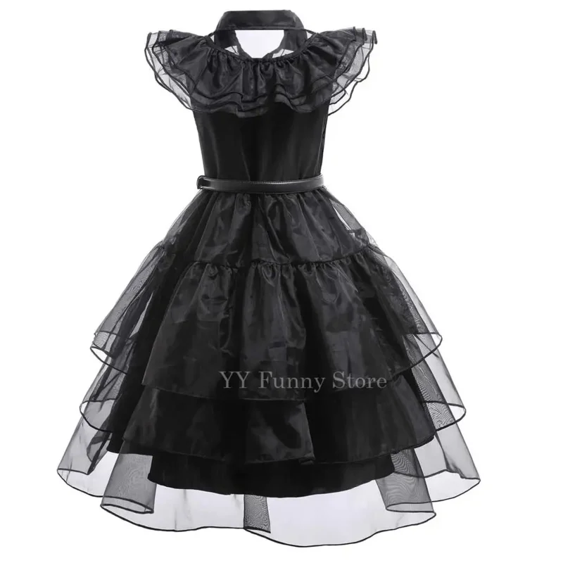 2025 ❤   جديد بنات أدامز تأثيري الرعب الاطفال الساحرة معالج فستان أسود كرنفال حلي أزياء الهالوين ★ ★