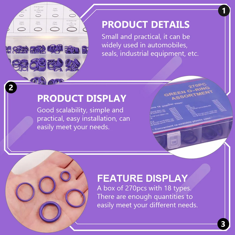

Набор резиновых уплотнительных прокладок для автомобильных компрессоров кондиционеров, 270 шт., 18 размеров, для авторемонта