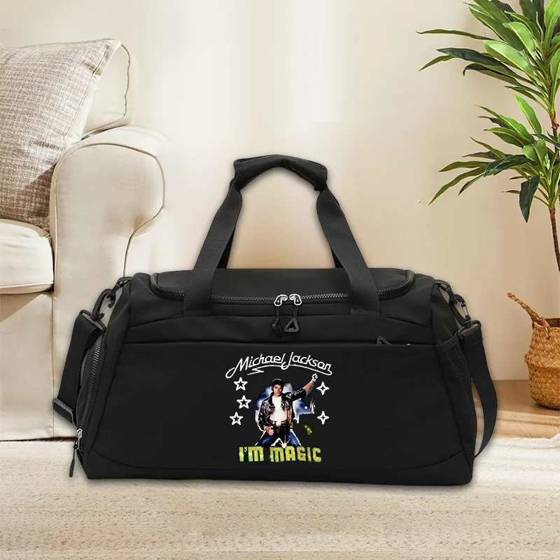 Vintage Michael Jackson Graphic Luggage Bag Large Capacity Foldable Check Bags Fashion Residential Quilt Storage Travel Handbags