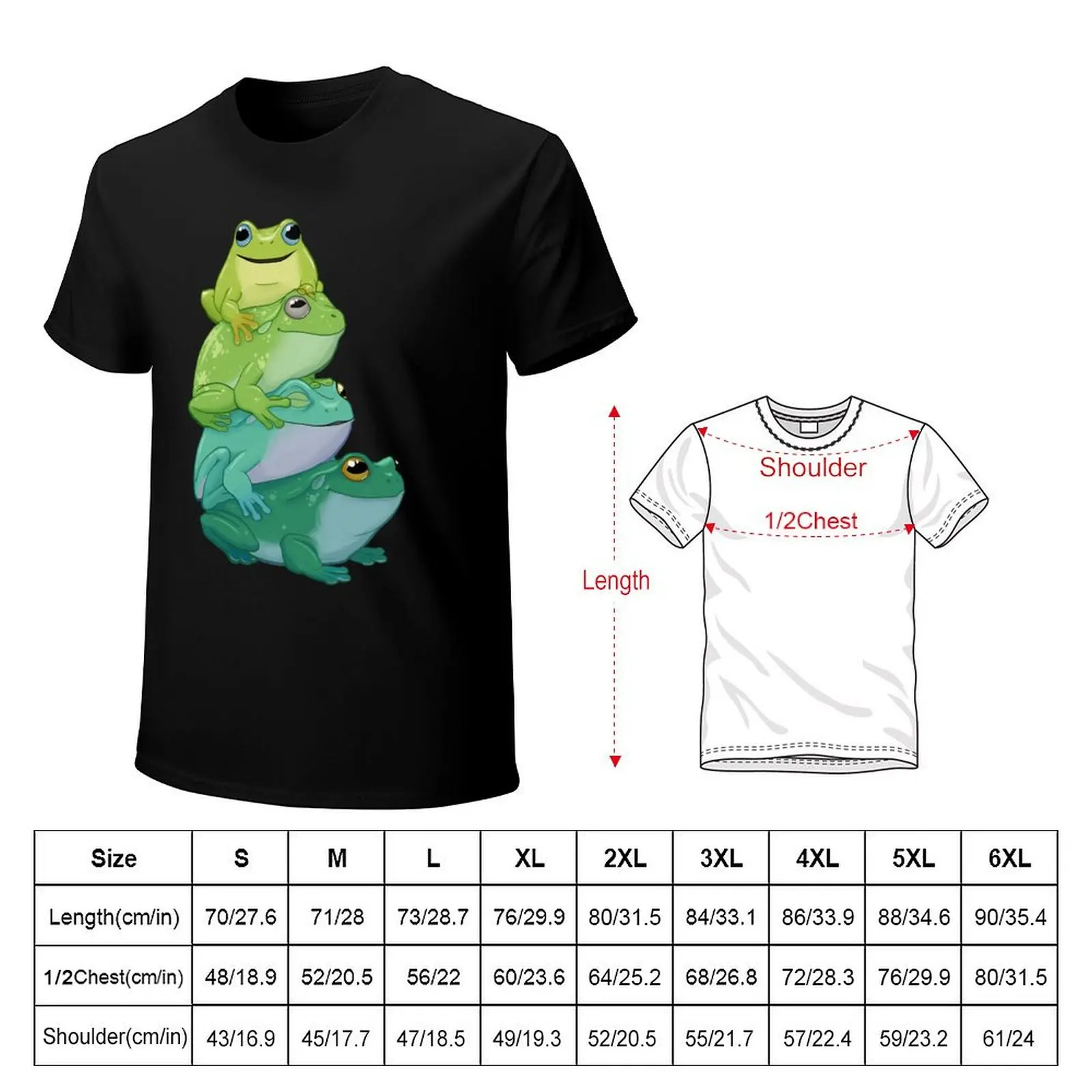 Men Women Sticky Frog Stack Cute Graphic Gift T-Shirt Soft Stretch Short Sleeve Top