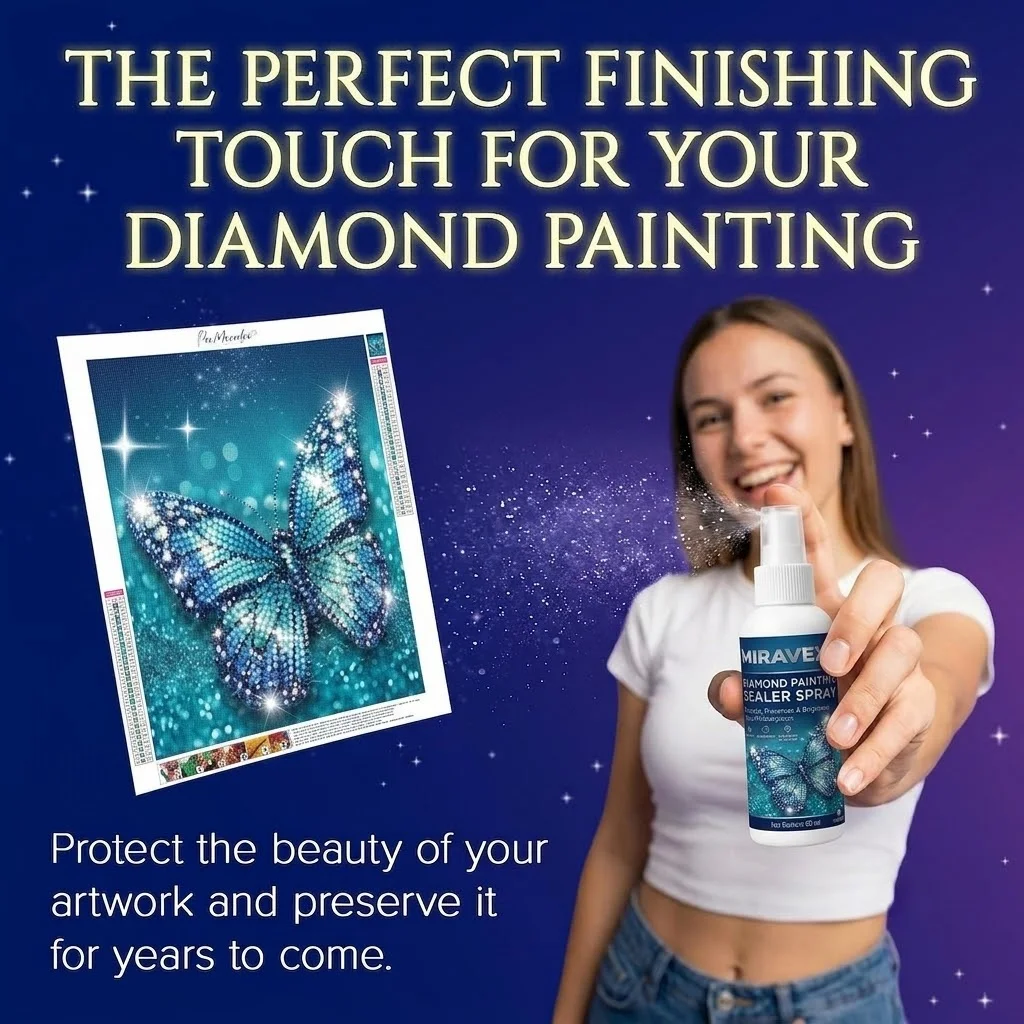 Professional Diamond Painting Sealer Spray & Brush Bundle: Preserves, Non-Toxic, Quick Dry for a Brilliant Glittering Effect