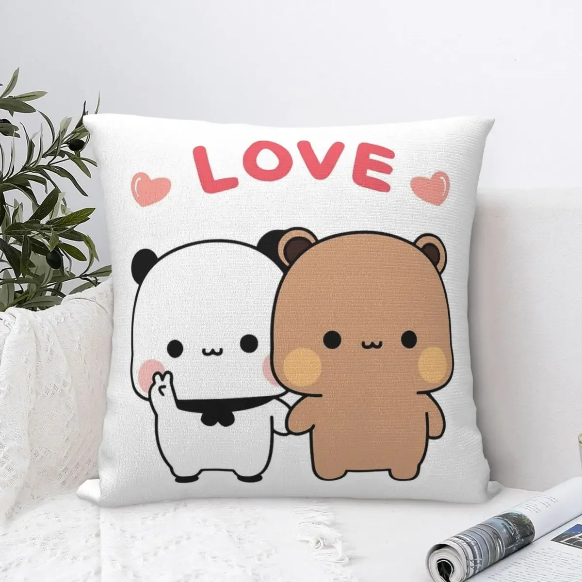 Bubu Dudu Love Story Pillowcases Polyester Home Panda Bear Cushion Case Creative Decor Throw Pillow Case 45*45