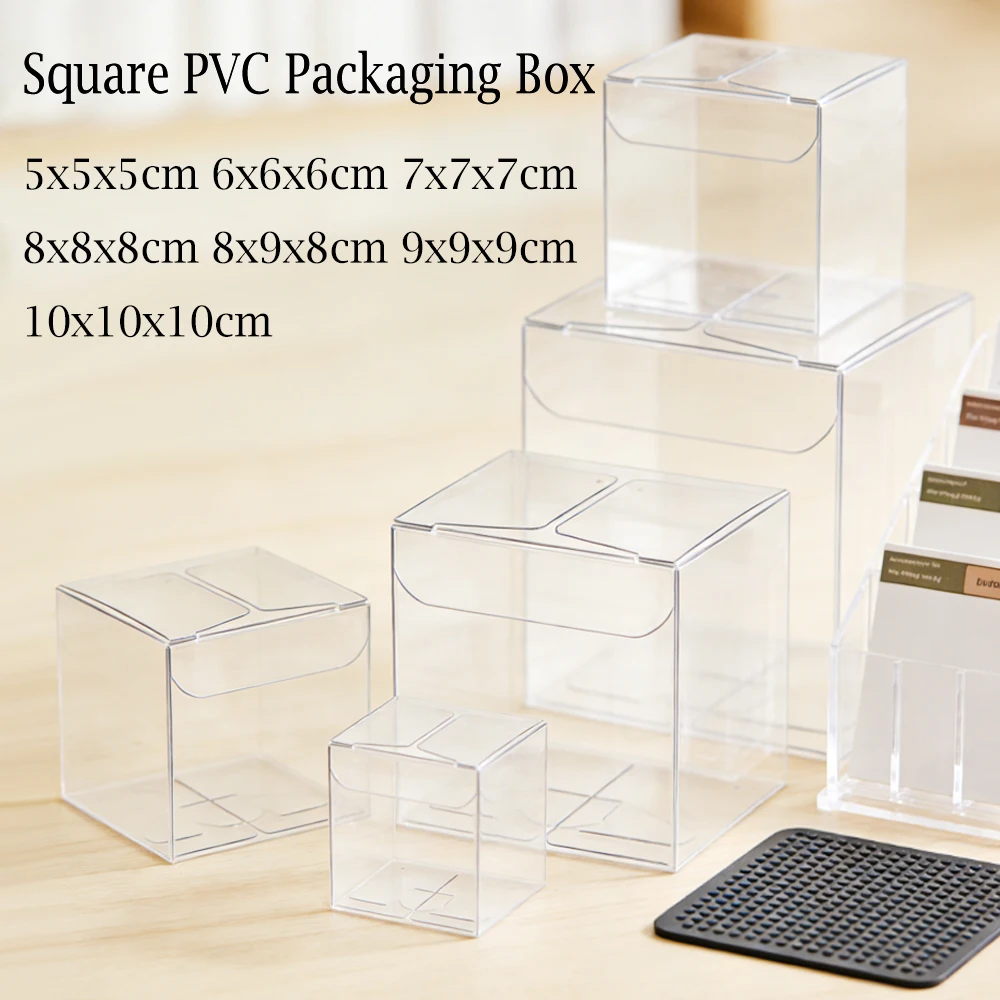 10-50pcs Transparents Square PVC Display Boxes, Foldable Plastic Gift Containers for Candy, Collectibles & Small Item Storage
