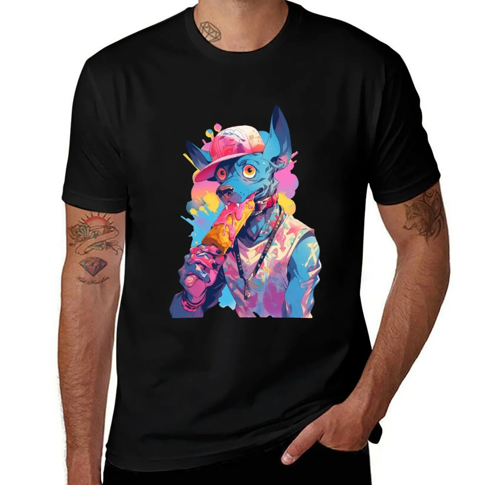 

cartoon dog eating ice cream T-Shirt funny shirt cotton funny meme t-shirts valentines boutique clothes vintage t shirt men