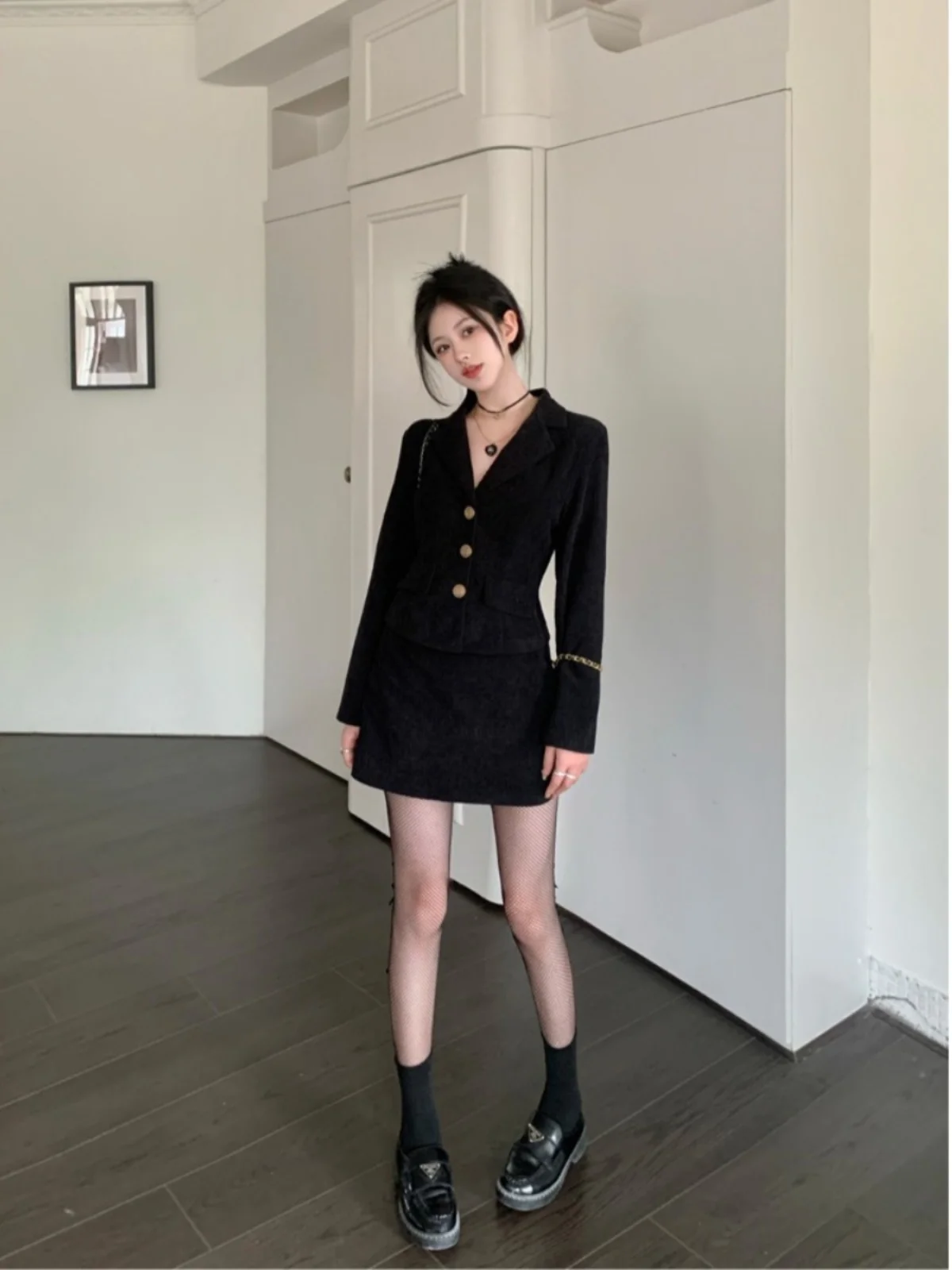 Traje Sle de talla grande Jaet Top otoño 2024 nueva falda f Faionable Age-Defng conjunto de dos piezas Ele Button-Up