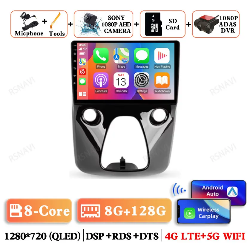Android 15 Voor Peugeot 108 Voor Toyota Aygo B40 2014-2021 Qualcomm Autoradio Multimedia GPS DSP Navigatie Viedo speler 5G WIFI