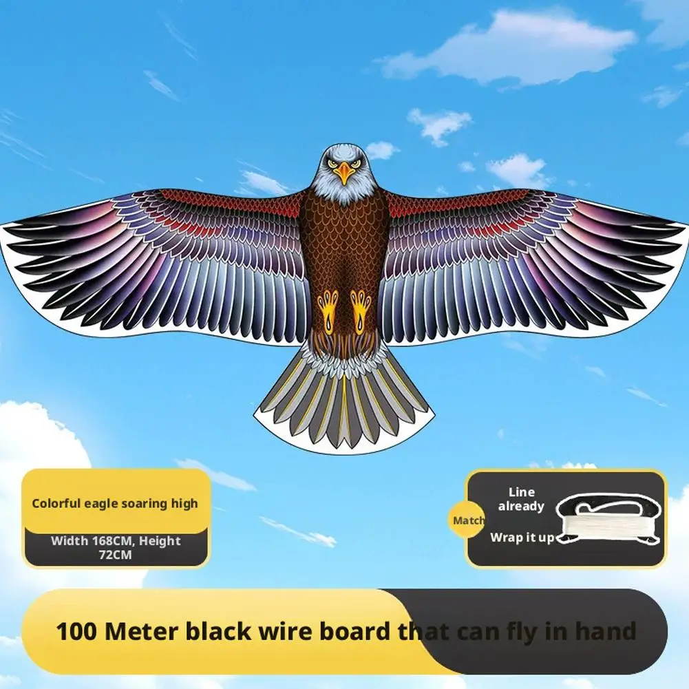 Cerf-volant aigle 1.2/1.5/1.6/1.7/1.8m avec cerf-volant de 100m répulsif d'oiseaux, corde de sport amusante, cerf-volant de jardin volant, jouets d'extérieur X5l2