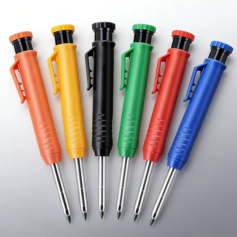 6Pcs Mechanical Pencils Drawing Woodworking Marking Pen,2.8mm Long Head Carpenter Pencil, Applicable Construction Works