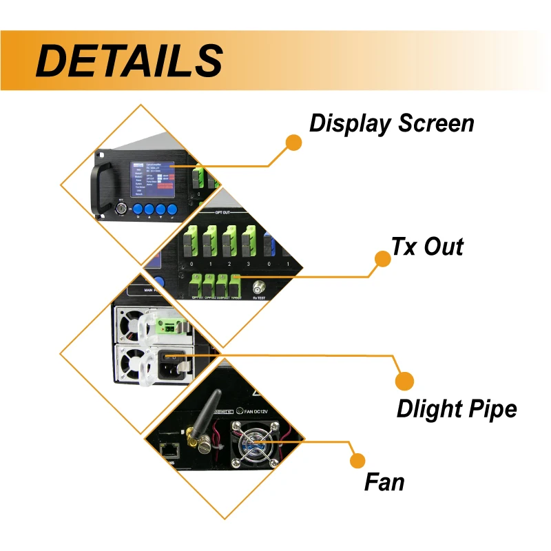 Amplificador Óptico de Alta Potência, Kit de Teste Livre, Equipamento de Fibra Óptica Edfa, Função SNMP GSM, 4 8 16 32 Portas, Max 41dBm