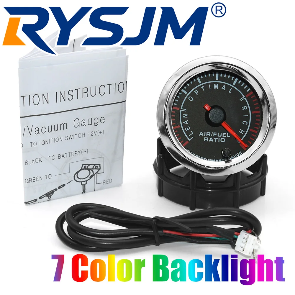 7 Color Backlight 52MM Air Fuel Ratio Gauge Lean~Optimal~Rich Pointer AFR Meter Indicator for Universal Petrol Car 12VDC