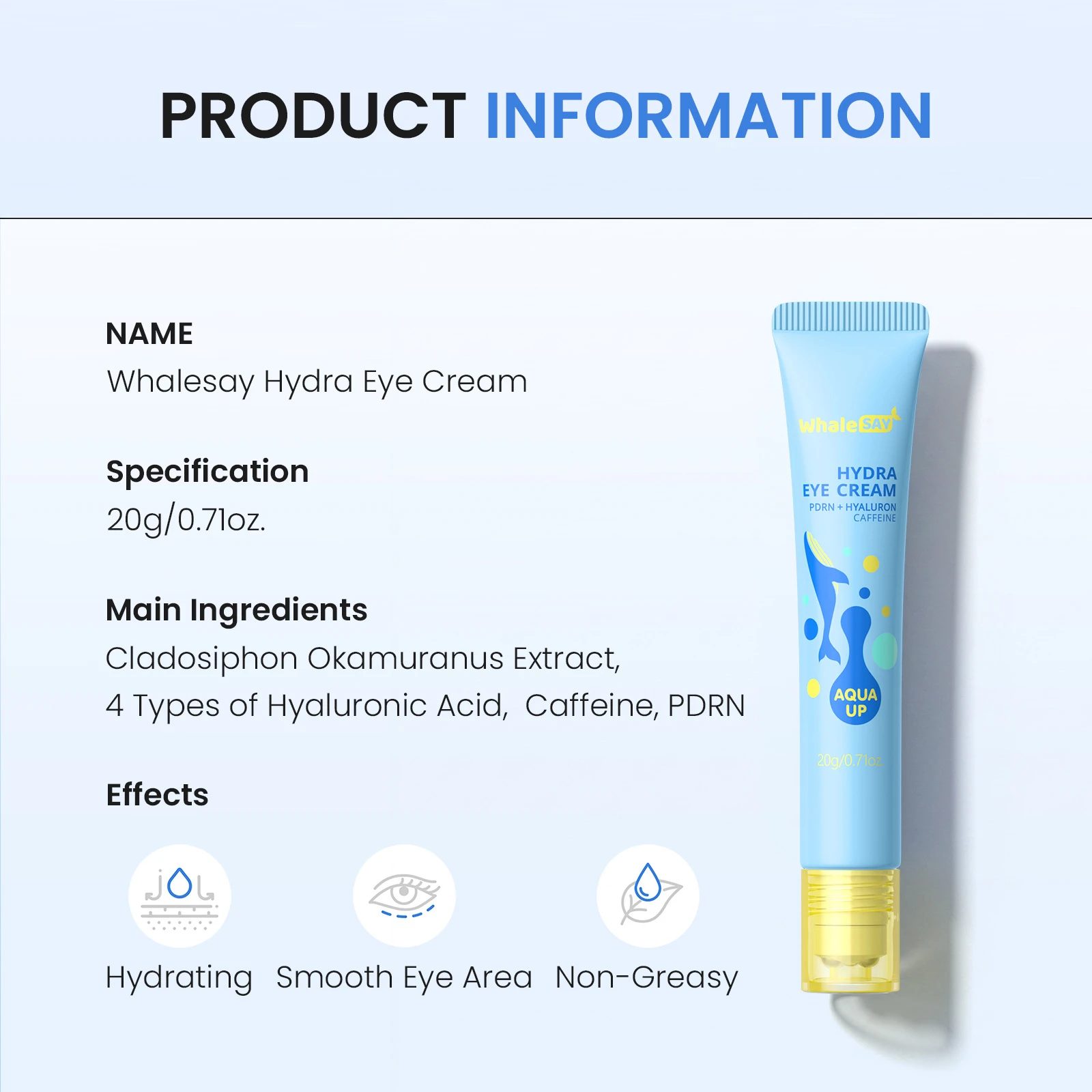 Hydrating Eye Cream 20g, provides rich hydration and lasting moisturization for delicate eye skin, relieves dry tightness