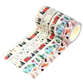 1X ใหม่10เมตร Deco คริสมาสต์ขนมปังขิงมนุษย์ Pinecone Lollipop Washi ชุดเทปสำหรับ scrapbooking กระดาษกาวเครื่องเขียนน่ารัก