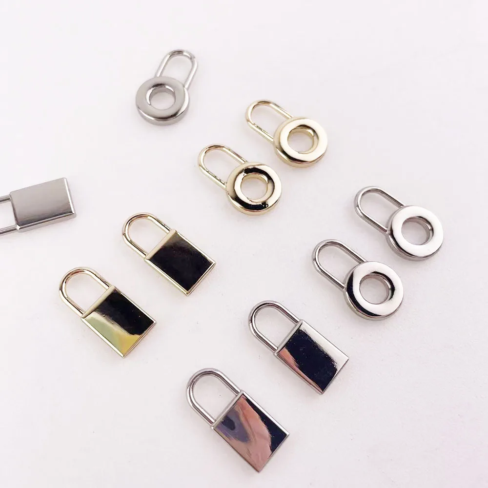 20Pcs Square/Round Zipper Puller Smooth Zipper Hanging Tag Ring DIY Handbag Closure Hook Bag Parts Leather Hardware Accessories