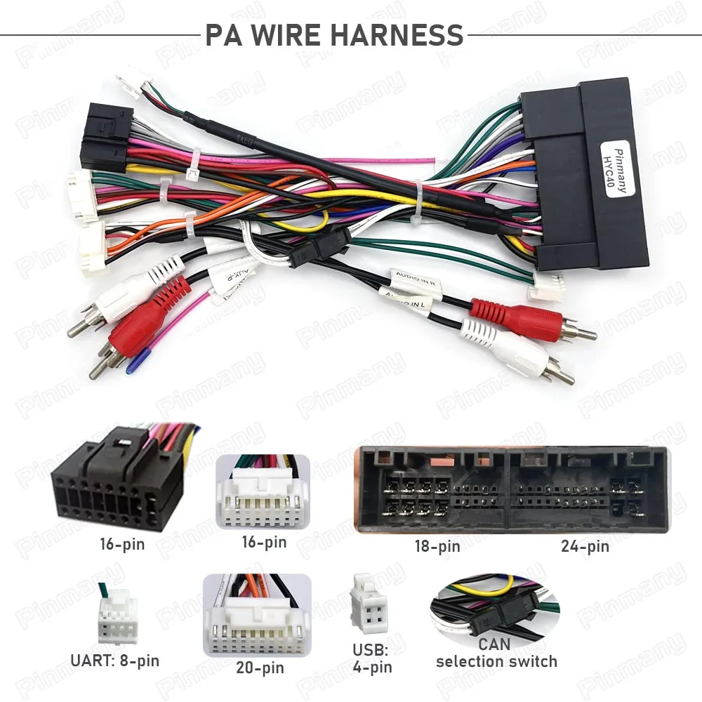 HYC40 Car Radio Cable with CAN Bus & SPDIF Decoder for Hyundai I20 I40 IX20 IX35 Sonata,KIA Optima Sportage Carnival Cadenza