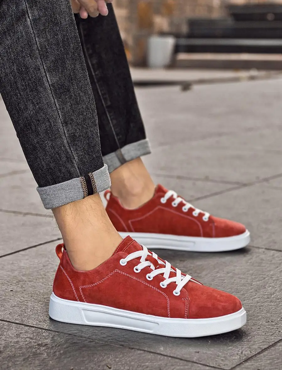 

2026 Men's Suede Elevator Shoes 6cm Hidden Heel Breathable Comfortable Casual Leather Lift Sneakers for Height Increase