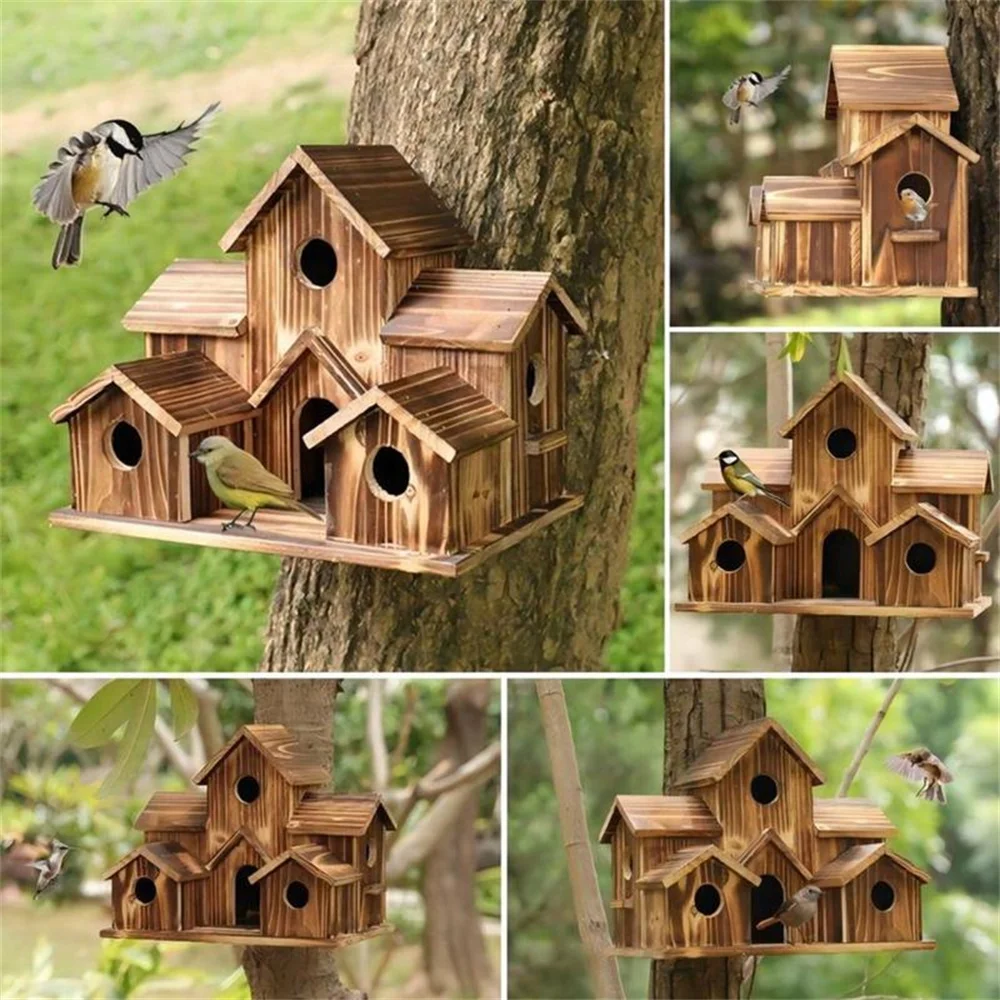 Birdhouse High Quality Wooden Multifunctional Durable Pet Supplies Nests Without Dumping With Support Simple Bird Houses
