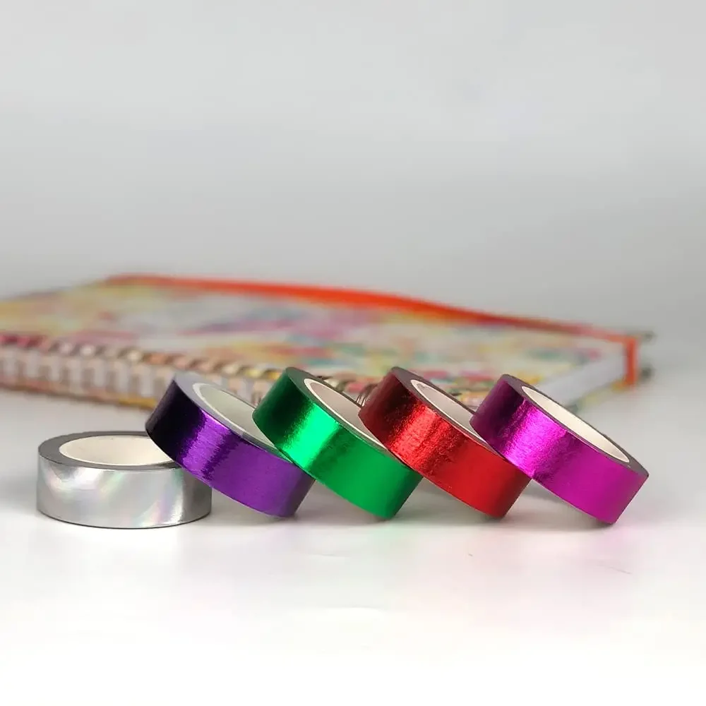 New Washi Tapes Set 10M*15mm Self Adhesive Metallic Masking Tape for Gift Wrapping DIY Craft Scrapbooking Journals Decor