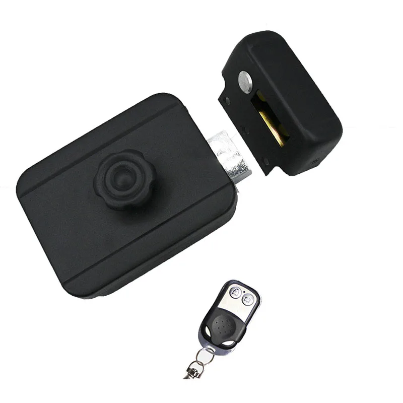 Remote Door Lock AA Battery Powered Wireless Electronic Lock No Wire Connection AutoLock Hidden Gate Castle