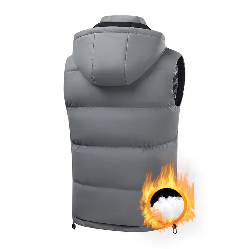 Esporte correndo colete quente dos homens ao ar livre à prova de vento quente removível chapéu masculino com capuz outono inverno sem mangas jaqueta confortável colete quente