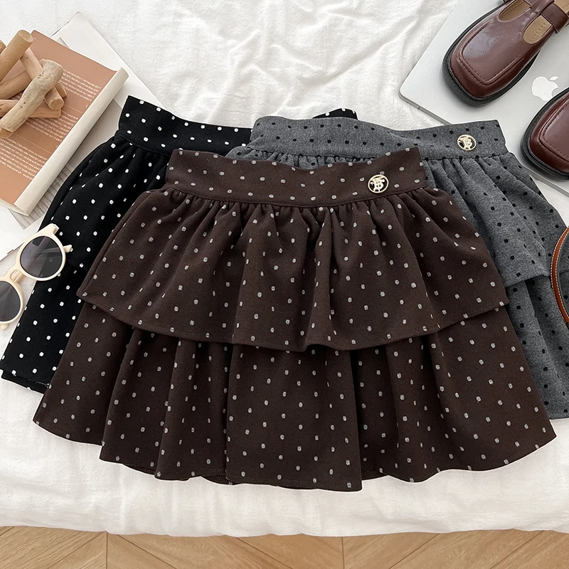 

Polka Dot Puffy Cake Short Skirt Women Autumn High Waist Versatile Slimming A-line Skirt