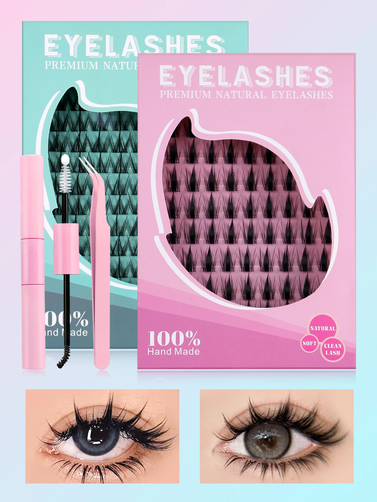 GROINNEYA DIY ラッシュキット 10-18 ミリメートルマンガまつげ混合トレイラッシュクラスター個別まつげキットラッシュボンド DIY まつげ