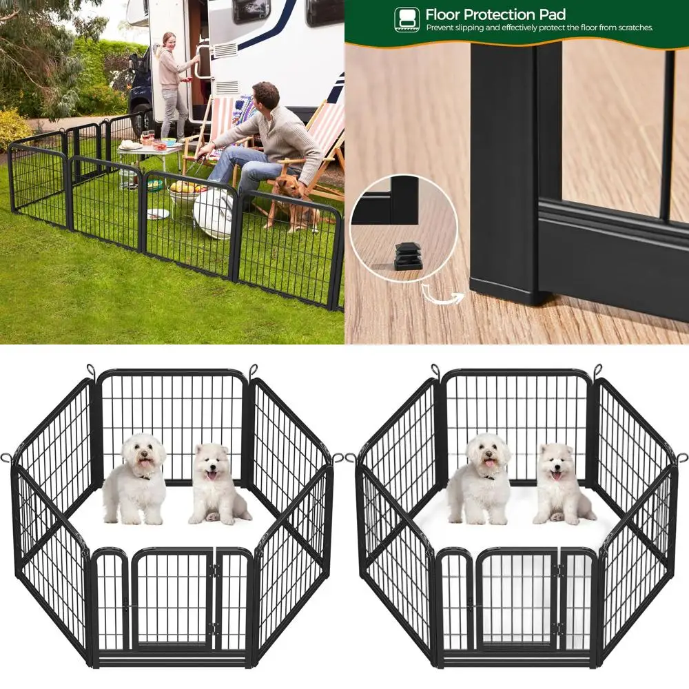 

Portable Outdoor Dog Playpen for Puppies, 6-Panel Exercise Pen, Suitable for Yard and Camping