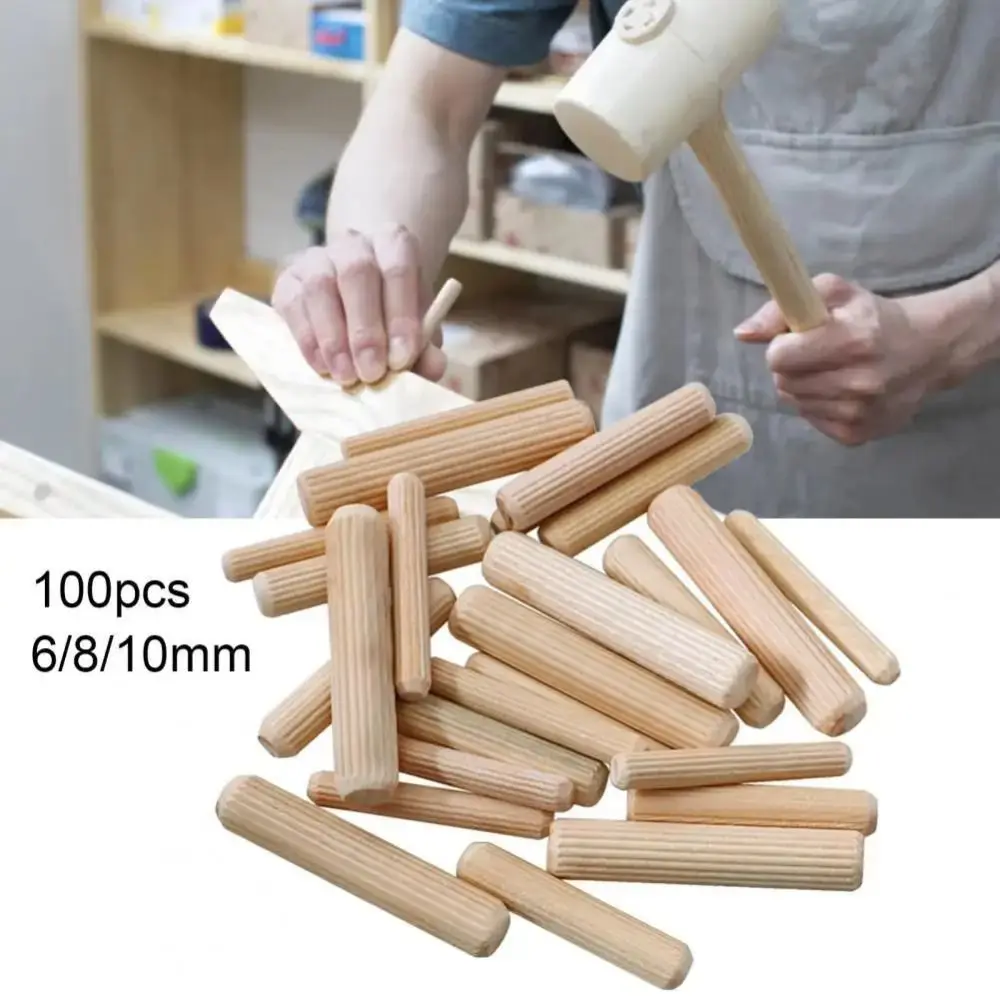 100Pcs Cork Fluted Needle Bolt Wooden Dowel Pins Woodworking Chamfered Wood Carvings Bed Drawers Wood Nails