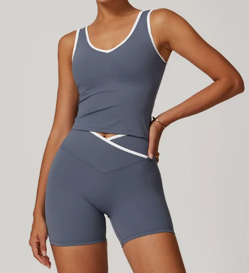 Dames Gymkleding Yogapakken Hoge taille Tweedelige set Gymleggings Yoga Sportkleding Fitnessvest Crop Top Trainingspakken Sportbeha