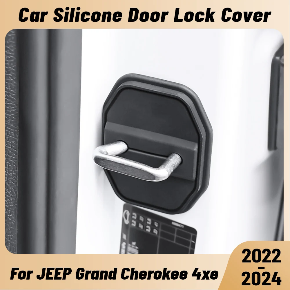 

For JEEP Grand Cherokee 4xe 2022-2024 Car Door Shock Absorber Door Lock Protector Silicone Auto Door Lock Latches Cover