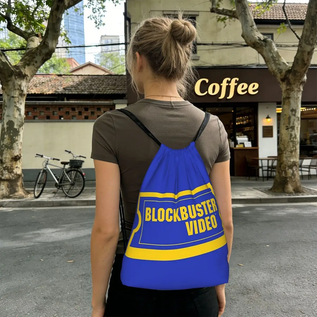 Blockbuster Video Backpacks Fashion Drawstring Bundle Pocket Shoes Bag Book Bags for Travel School