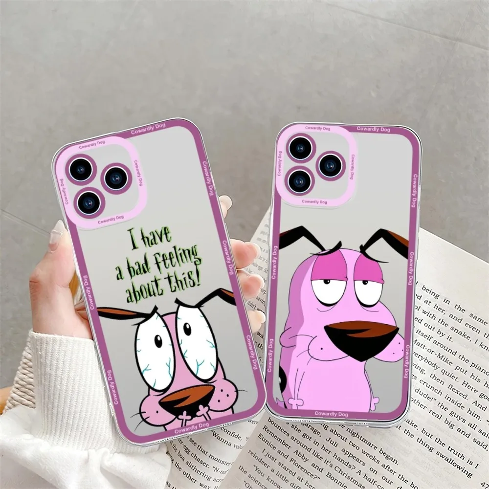 Cartoon The C-Cowardlys Dog Phone Case For Samsung Galaxy S23 S22 S21 S20 Plus lite Ultra Transparent Shell