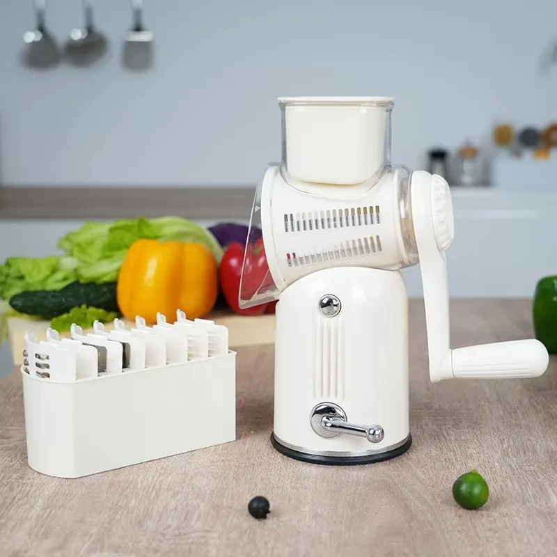 Five-in-one kitchen multi-functional stainless steel hand roller vegetable cutter slicing wire wave knife grinding powder
