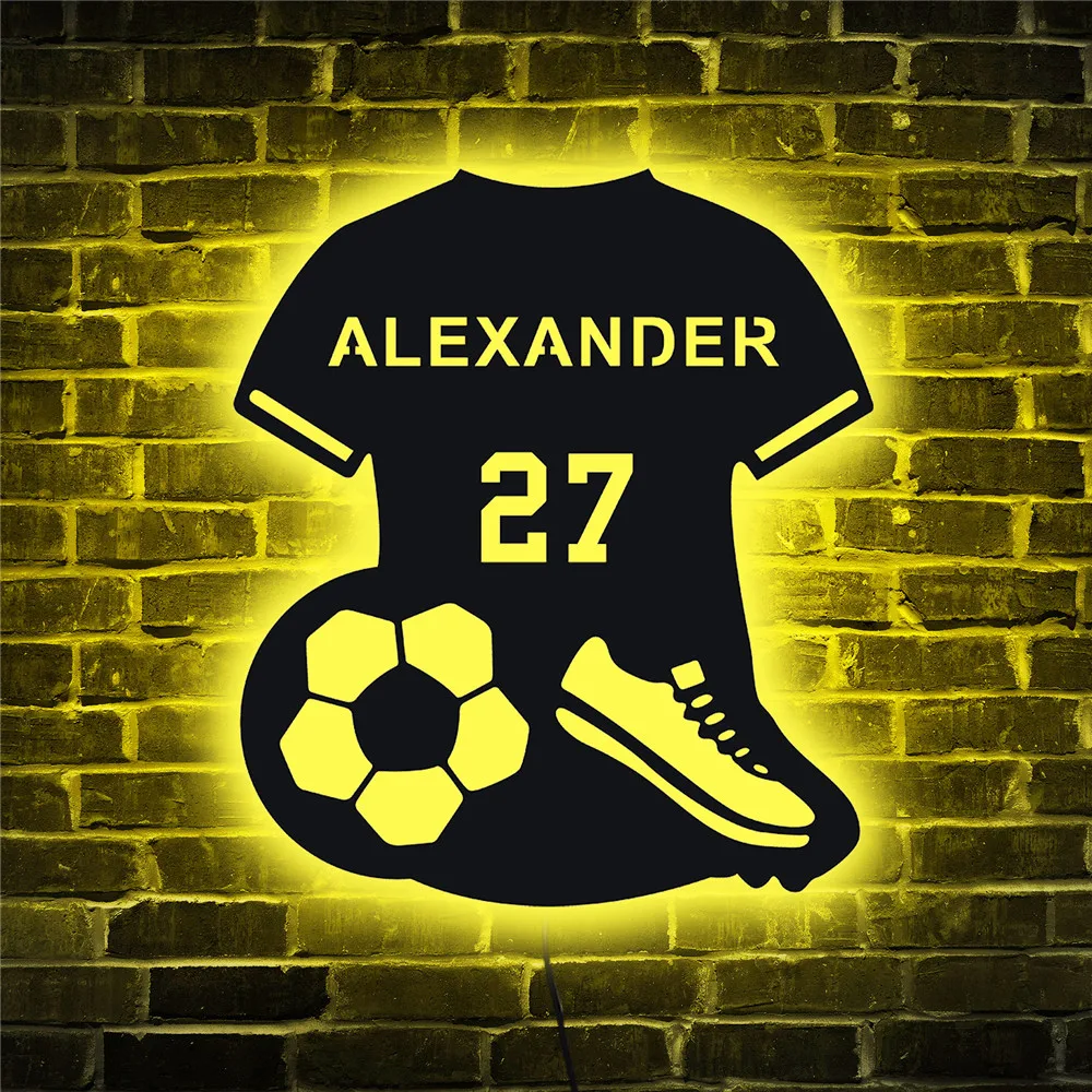 Personalized Football LED Wall Lamp Custom Name Neon Sign Night Light for Child\'s Room Decor Color/Mode/Brightness Adjustable