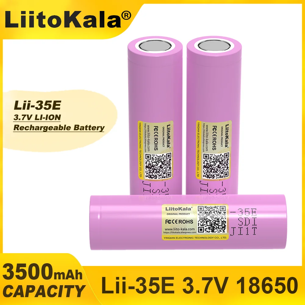 LiitoKala Lii-35E 3500mAh 18650 3.7V Li-ion Rechargeable Battery For Flashlight Power Tools Torch Headlamp