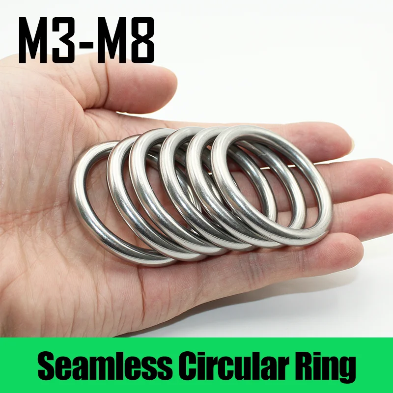 304 Stainless Steel Seamless Circular Ring O-Shaped Ring Solid Seamless Steel Ring M3 M4-M8 Hammock Yoga Connection Steel Ring