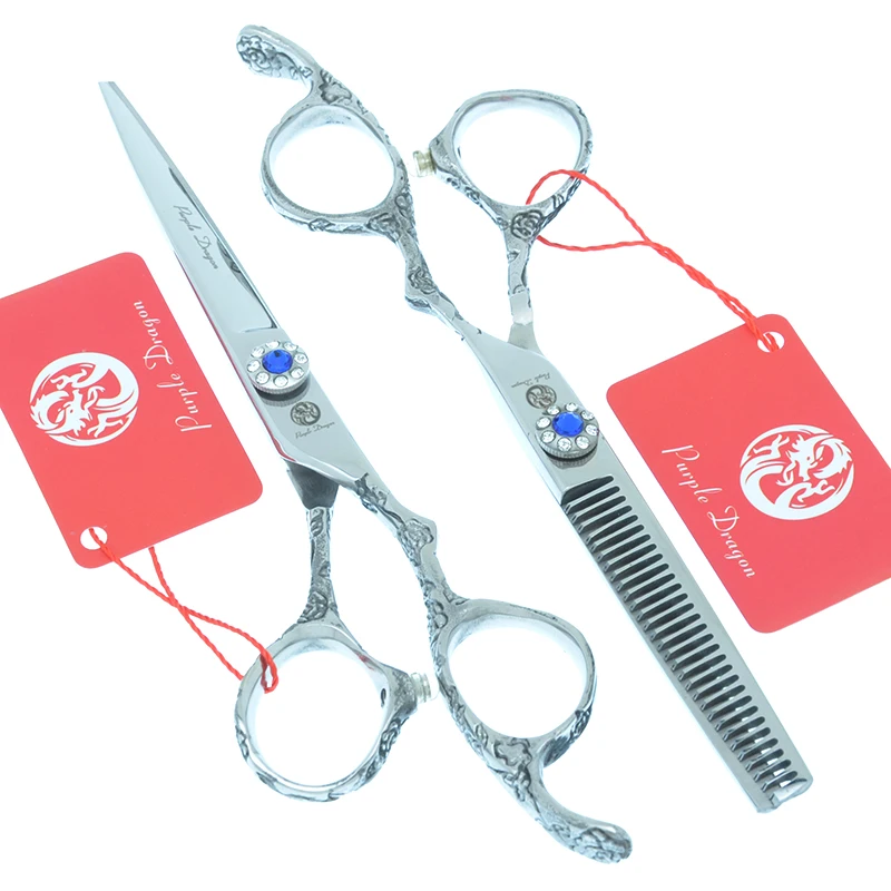 

Purple Dragon 6.0" Barber Hair Cutting Scissors Thinning Tijeras Hair Shear Salon Hairdressing Styling Clipper Kit JP440C A0113B